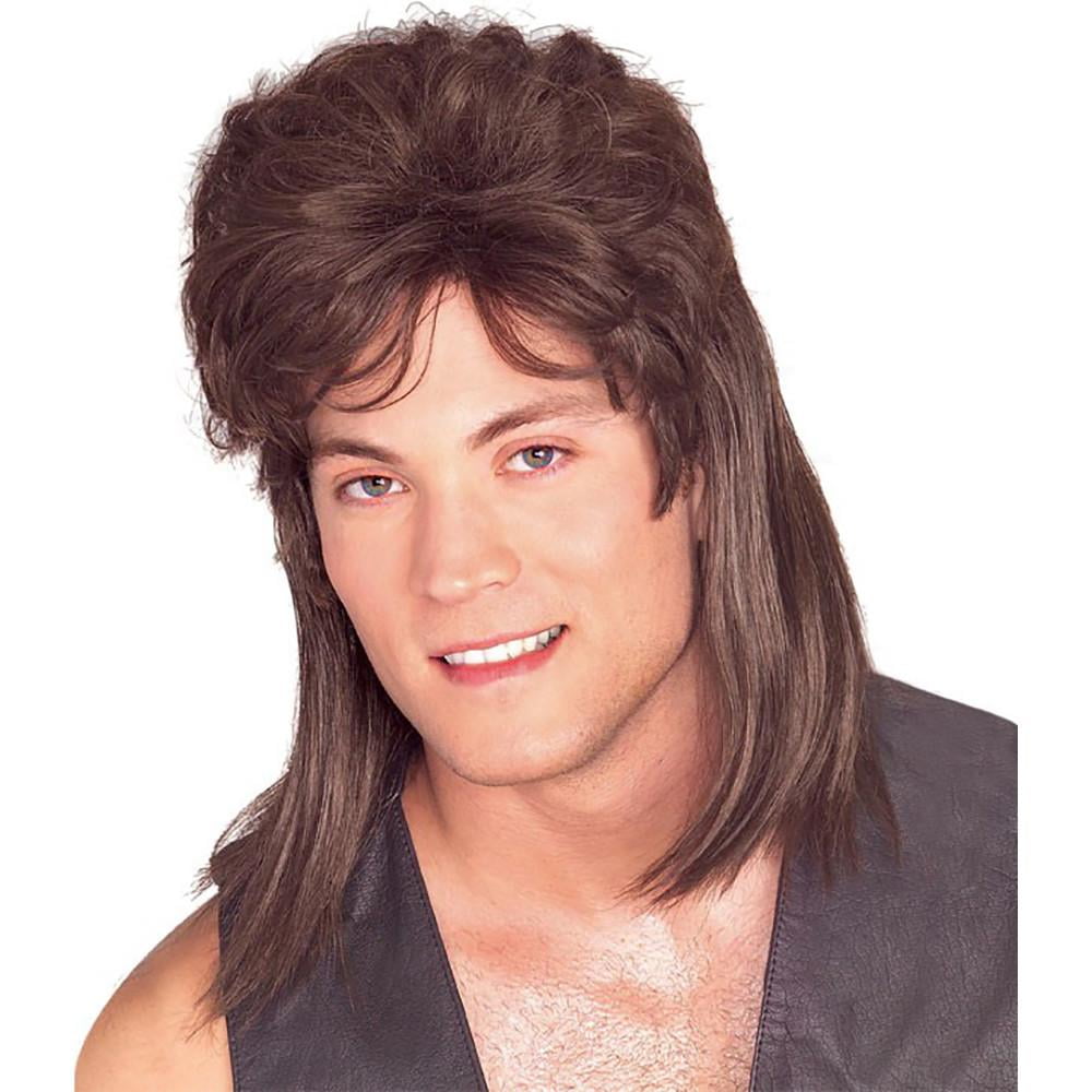 Mullet Longhair Men's Costume Wig Brown