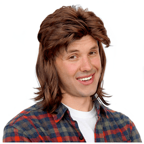 Mullet Wig Brown Costume Hair Adult Teen Mens 70s 80s Rocker Joe
