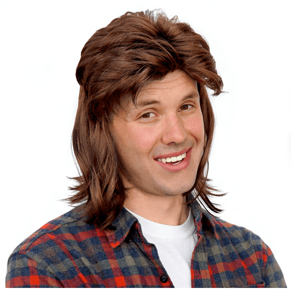 Mullet Wig Brown Costume Hair Adult Teen Mens 70s 80s Rocker Joe