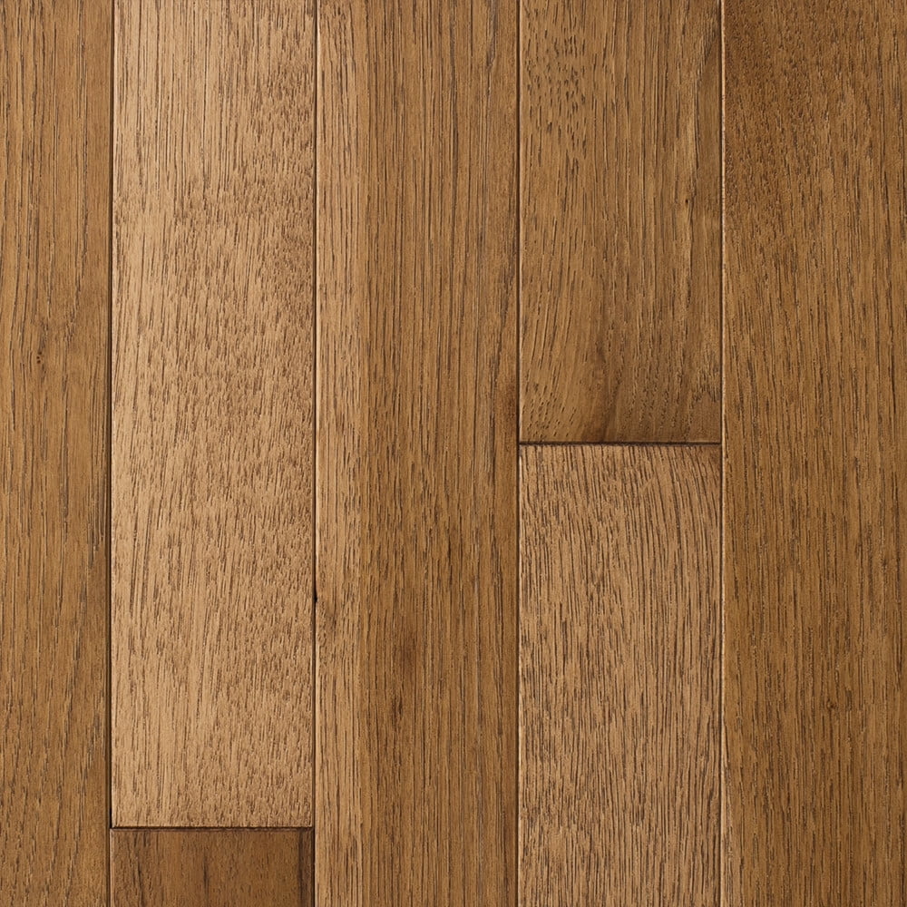 Smooth Solid Hickory Hardwood Flooring in Medium Brown