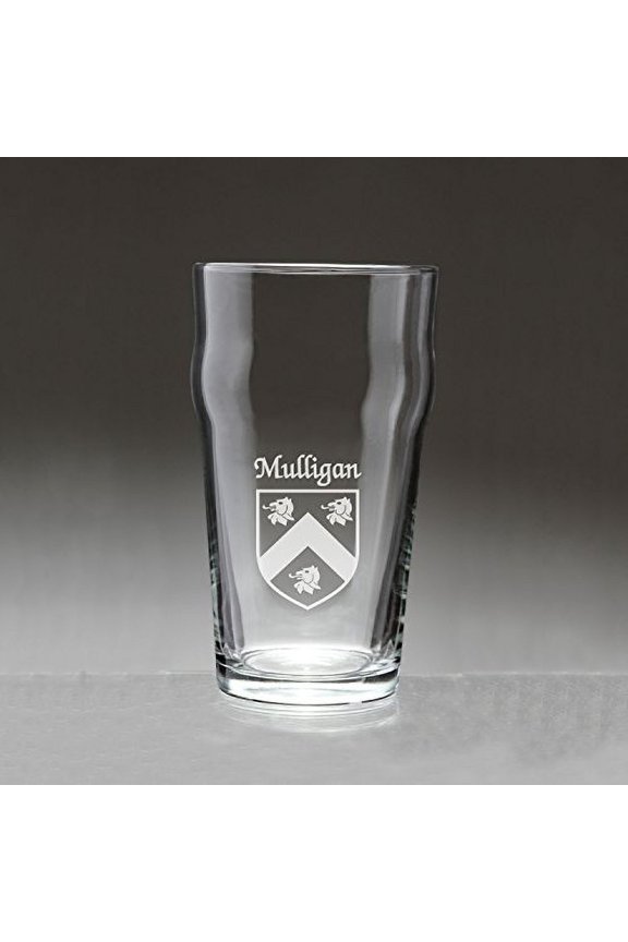 Mulligan Irish Coat of Arms Pub Glasses - Set of 4 (Sand Etched)