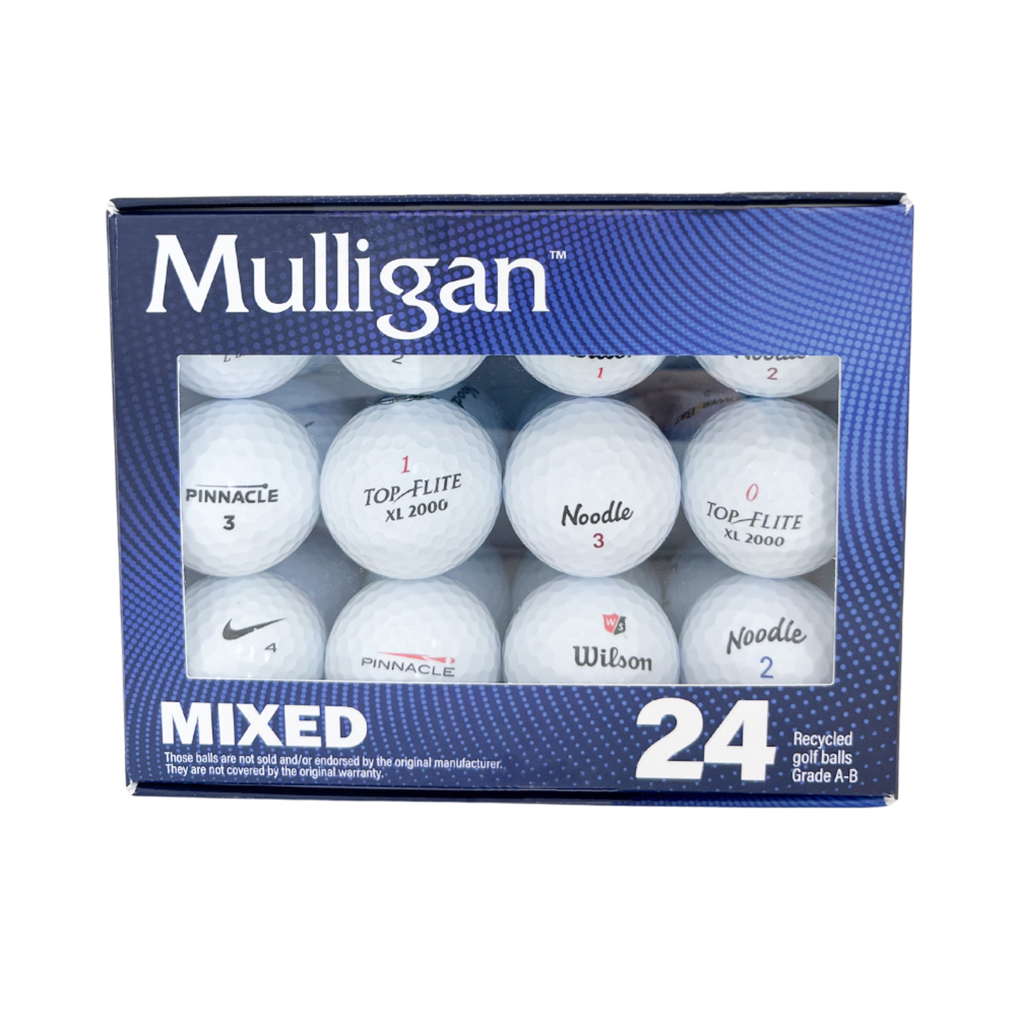 Mulligan Recycled White Golf Balls, Mixed, 24-Pack