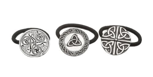 Mullingar Pewter Celtic Hair Bobbles Set of 3 Irish Pewter Hair Bands Ponytail Holder Accessory for Women