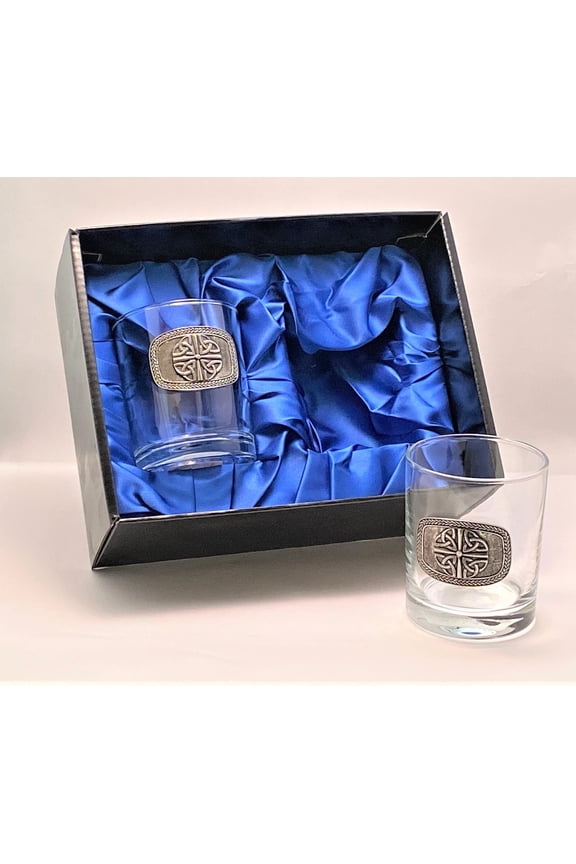 Whiskey Glasses Set of 2 Trinity Knot Design Capacity 6 oz