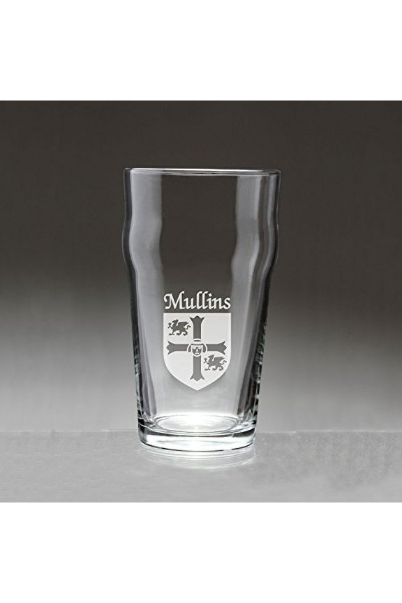 Mullins Irish Coat of Arms Pub Glasses - Set of 4 (Sand Etched)