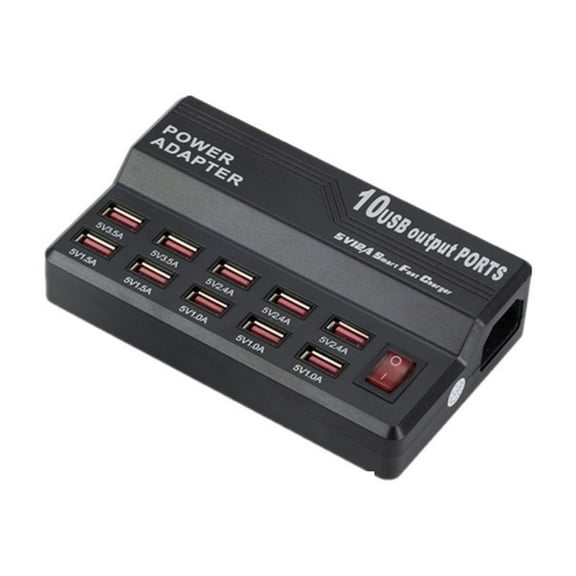 Multi 10 Port 12A 60W Charger USB Power Quick Charge Station