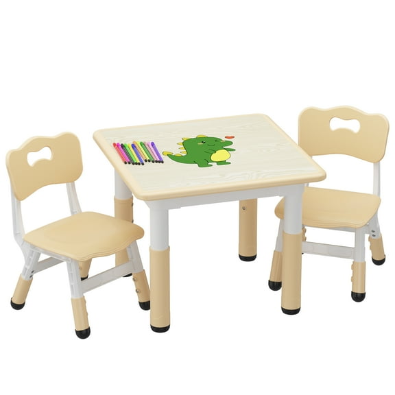 Multi-Activity Small Scale Furniture Set with Non-Slip Legs, Easy Clean Wood Color Learning Station