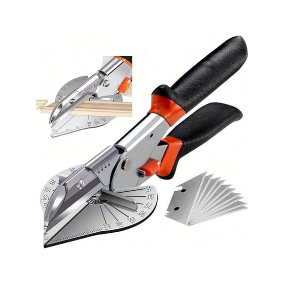 Multi-Angle (45-135°) Miter Shear Cutter - Carbon Steel with 2 Blades for PVC/Plastic Cutting