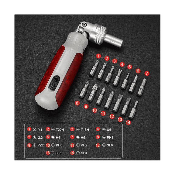 Multi Angle Bidirectional Ratchet Screwdriver Set 15 in 1 Torx Magnetic Screw Driver Bit Precision Screwdrivers A