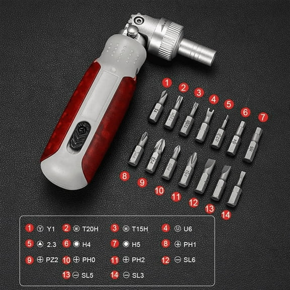 Multi Angle Bidirectional Ratchet Screwdriver Set 15 in 1 Torx Magnetic Screw Driver xc2608