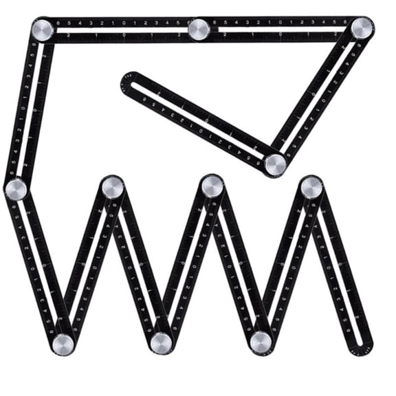 Multi Angle Measuring Ruler,12-Sided Angle Measurement,Tile Holes Measure Ruler Holes Positioning Apertures,Upgrade Multi Angle Ruler/Metal/Black