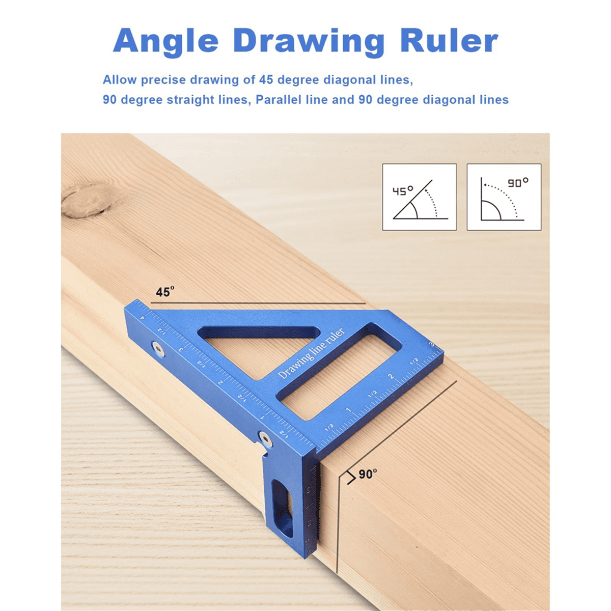 45 Meters Ruler Multi-Angle Measuring Ruler,45/90 Degree Aluminum Alloy Woodworking ...