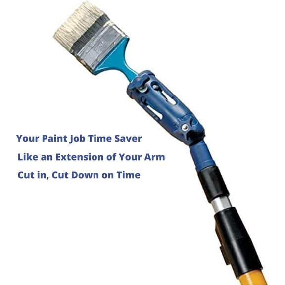 Multi-Angle Paint Brush Extender - Extension Pole Attachment Holder for Paint Brush, Roller, Scraper - for Walls, Trims, Corners, Ceilings & Hard to Reach Areas - Rotating Head, Secure Handle Grip
