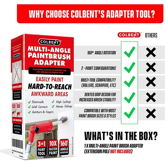 Multi-Angle Paint Brush Extender - High Ceiling Paint Edger Tool, Extension Pole Attachments$$Tools & Hardware Other