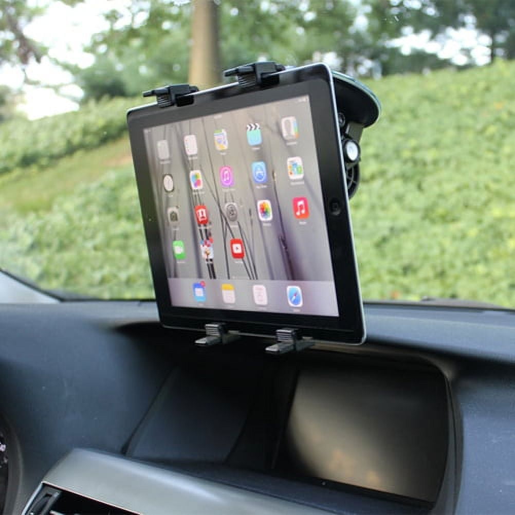 Multi-Angle Rotating Car Mount Windshield Tablet Holder Window Swivel  Cradle Suction Black Compatible With iPad 9.7 R1G 