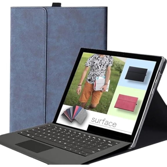 Multi-Angle Slim Business Cover with Stylus Slot Magnetic Sleep Wake for Surface Pro 13" 12th/11/10/9, Fits Type Cover Keyboard,Blue