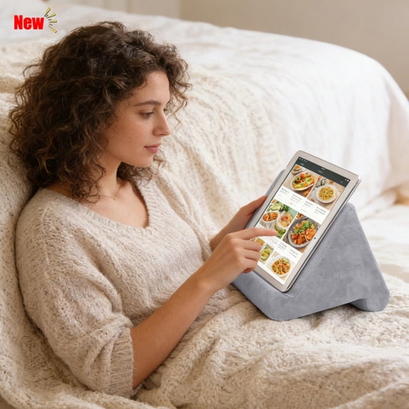 Multi‑Angle Soft Reading Pillow Tablet Phone Stand,Portable Cushioned Device Holder,Comfort Foam Lap Desk Support for Women Man Adults Bed Sofa Desk Home Office Use