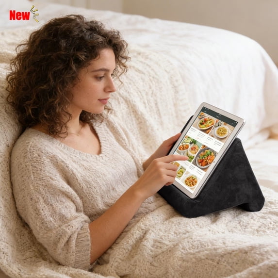 Multi‑Angle Soft Reading Pillow Tablet Phone Stand,Portable Cushioned Device Holder,Comfort Foam Lap Desk Support for Women Man Adults Bed Sofa Desk Home Office Use