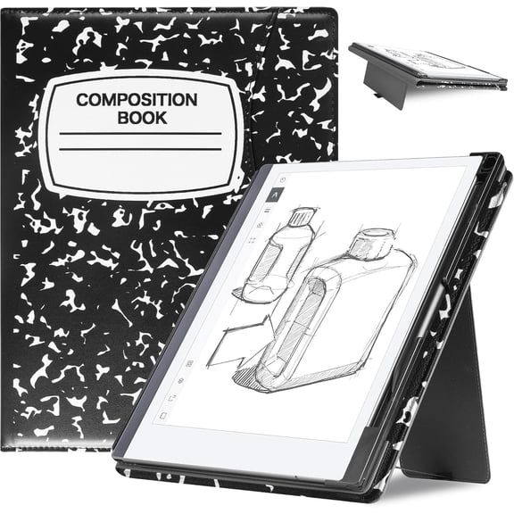 Multi‑Angle Stand Folio Cover for reMarkable 2 10.3" Digital Paper Tablet, with Pen Holder, Pocket and Pen‑Tips Storage,Composition Book
