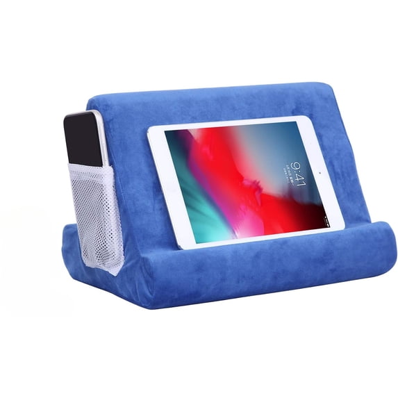 Multi-Angle Tablet Holder Cushion Stand with Net Pocket - Upgraded Tablet Pad Support for Phones, Tablets, and Books