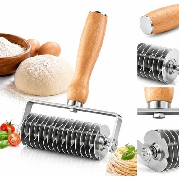 Multi Blade Rolling Cutter for Meat Tenderizing, Dough & Pastry Cutting, Grid Cake Tool - Heavy Duty Stainless Steel