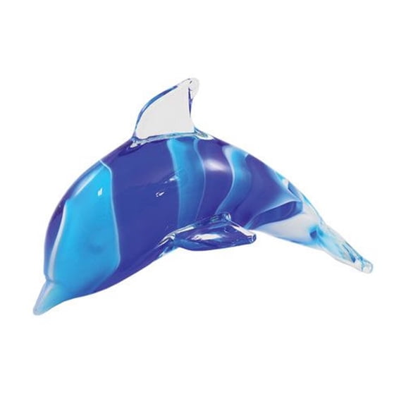 Multi Blue White Swirl Glass Dolphin Home Decor