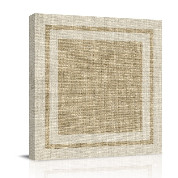 Multi Border Canvas Wall Art for Living Room, Retro Country Khaki Beige Burlap Texture Wall Decor Framed Artwork Pictures Ready to Hang for Bedroom Office Home Decor