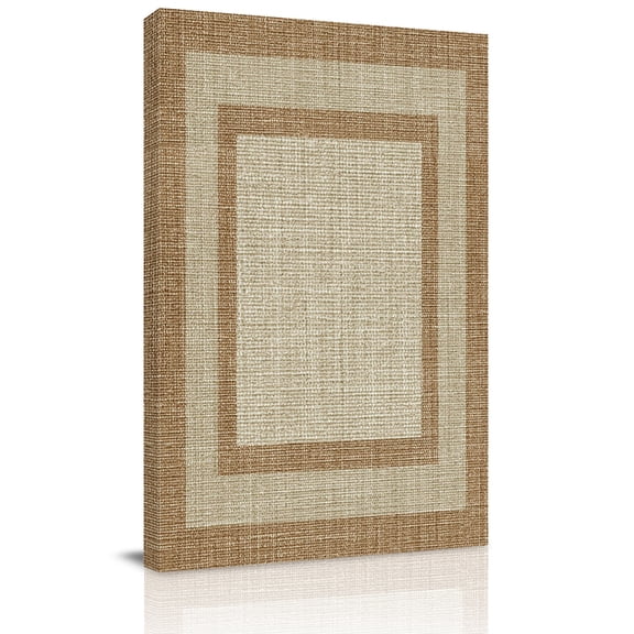 Multi Border Canvas Wall Art for Living Room, Retro Country Khaki Brown Burlap Texture Poster Print Painting for Bedroom Office Home Decoration Wall Pictures Prepare To Hang 16"x24"