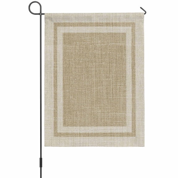 Multi Border Garden Flag 12 x 18 Inches, Retro Country Khaki Beige Burlap Texture Weather Proof Outdoor Patio Flags Double Sided Small Garden Decoration for Yard Outside Home