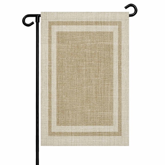 Multi Border Garden Flag 12x18 Inch Retro Country Khaki Beige Burlap Texture Double Sided Small Decorative Garden Flags for Outside, Outdoor Yard Porch Lawn Decoration