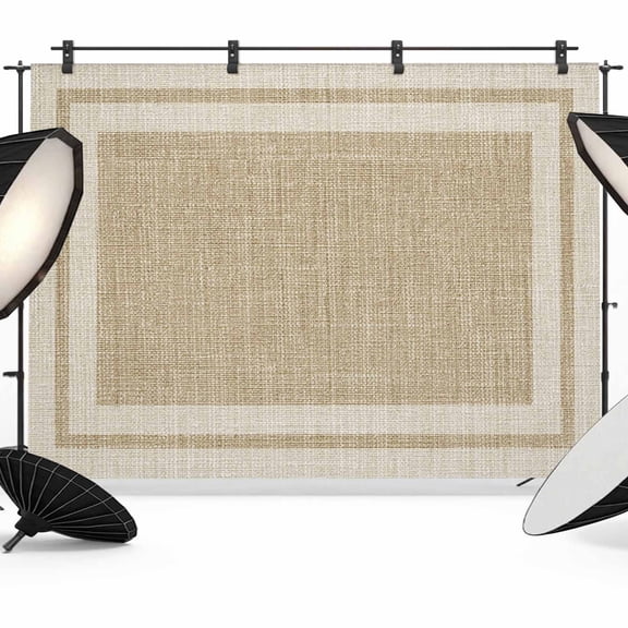 Multi Border Photography Backdrop 10x8FT, Retro Country Khaki Beige Burlap Texture Photo Backdrops, Background for Photography Studio Photo Studio Background, Back Drop for Photoshoot