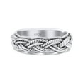 thumbnail image 1 of Multi Braided Twisted Rope Woven Knot Oxidized Solid 925 Sterling Silver Size 7, 1 of 5
