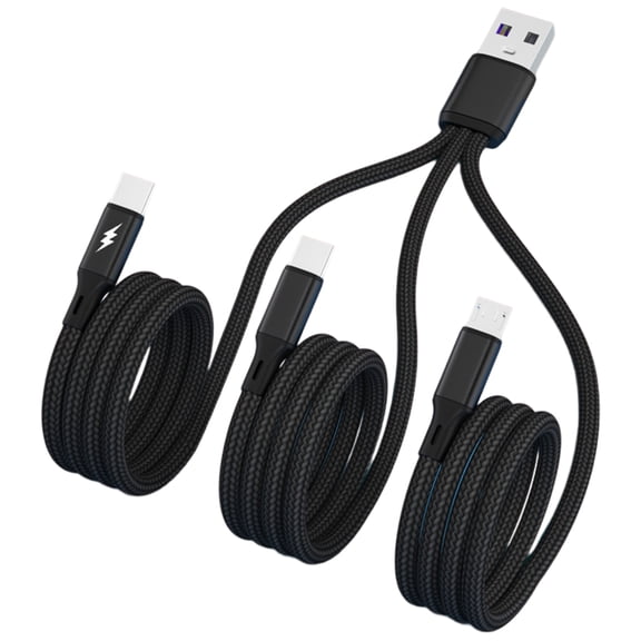 Multi Cable Braided 3 in 1 Multiple USB Cable Charging Cord with Type-C USB Port Connector