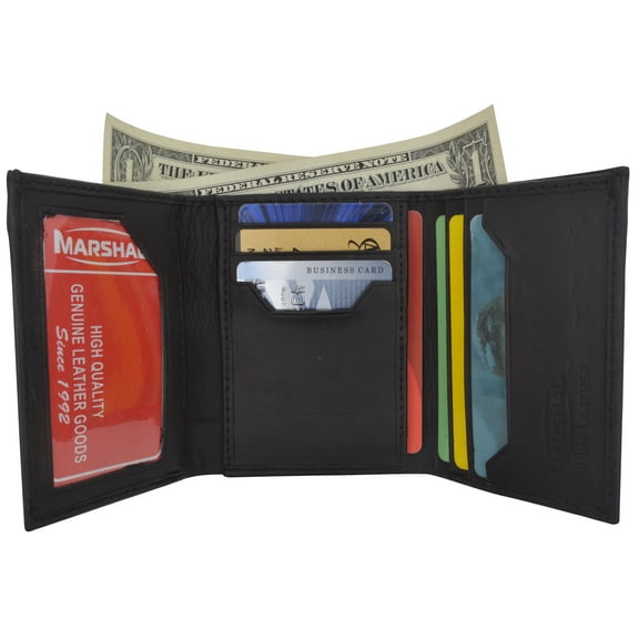 Multi Card Holder ID Window Trifold Soft Leather Mens Wallet 1255