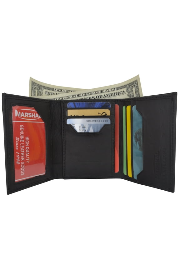 Multi Card Holder ID Window Trifold Soft Leather Mens Wallet 1255