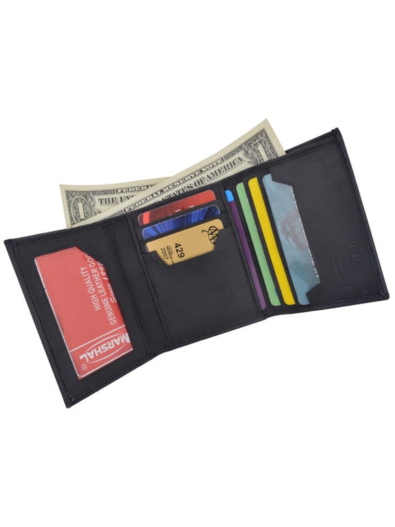 Multi Card Holder ID Window Trifold Soft Leather Mens Wallet 1255