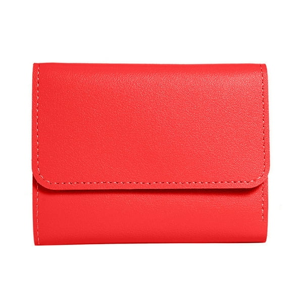Multi Card Holder Womens Compact Short Wallet Classical Solid Color Short Purse with Clear Window Cash Coin Organizers