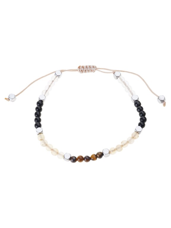 Multi-Chakras for Women Healing Crystal Natural Stone Wristband with 2mm Beads Unisex Adjustable Macrames Bangle