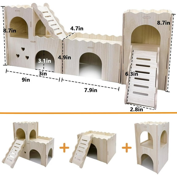 Multi-Chamber Hamster Hideout House with Labyrinth Tunnels for Dwarf Gerbils, Hamsters & Mice