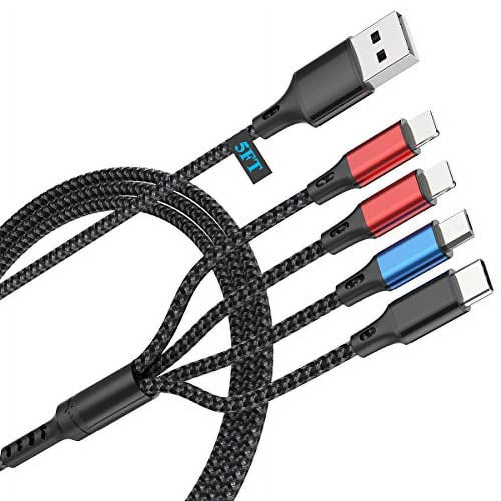 Multi Charging Cable, (3Pack 1FT) Short Multi USB Charger Cable Aluminum  Braided 3 in 1 Universal Multiple Charging Cord with Type-C/Micro USB