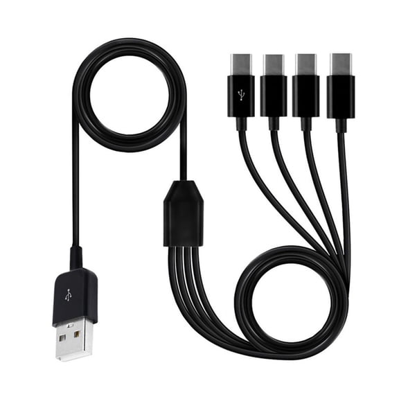Multi Charging Cable 4 in 1 Multiple Ports USB Cord with Type C Connector Splitter Data Sync Cord