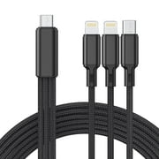 Cshidworld Multi Charging Cable 4Ft Fast Charger Nylon Braided Universal 3 in 1 Multi function Charging Cord USB C/Micro USB/iPhone Port Compatible with Cell Ph