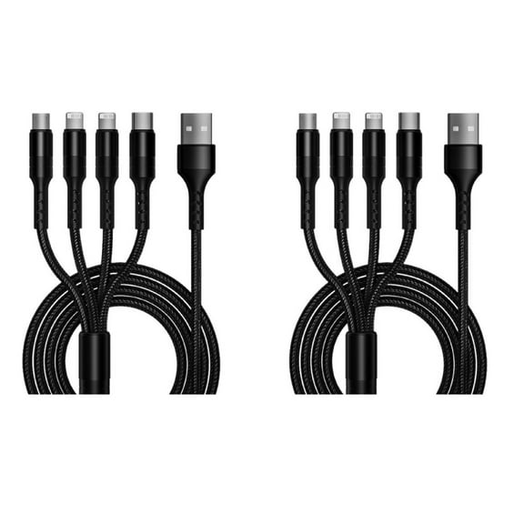 Multi Charging Cable, Multi Charger Cable 2Pack 4FT Nylon Braided Universal 4 in 1 Multiple USB Cable Fast Charging Cord Adapter with Type-C, Micro USB Port Connectors