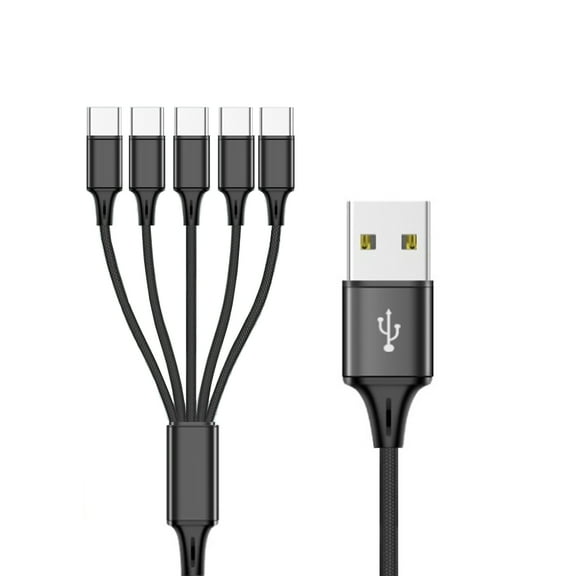 Multi Charging Cable Nylon Braided 3/4/5 in 1 Multiple Ports USB Cord with Type C Connector