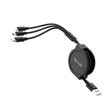 Multi Charging Cable Retractable, Multi Charger Cable 3ft Universal 3 in 1 Multiple USB Cable Cord Adapter with Type-C, Micro USB Port Connectors for Cell Phones Tablets and More (Charging Only)