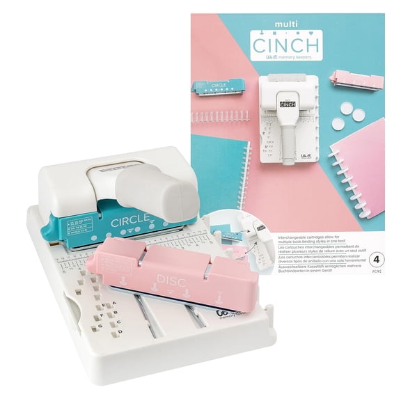 Multi Cinch Kit (2 in 1 Circle & Disc) Book Binding Art Crafts Sewing Scrapbooking Journaling Printmaking Paper Craft Office Home Card Stock Card Making Sticker Machine