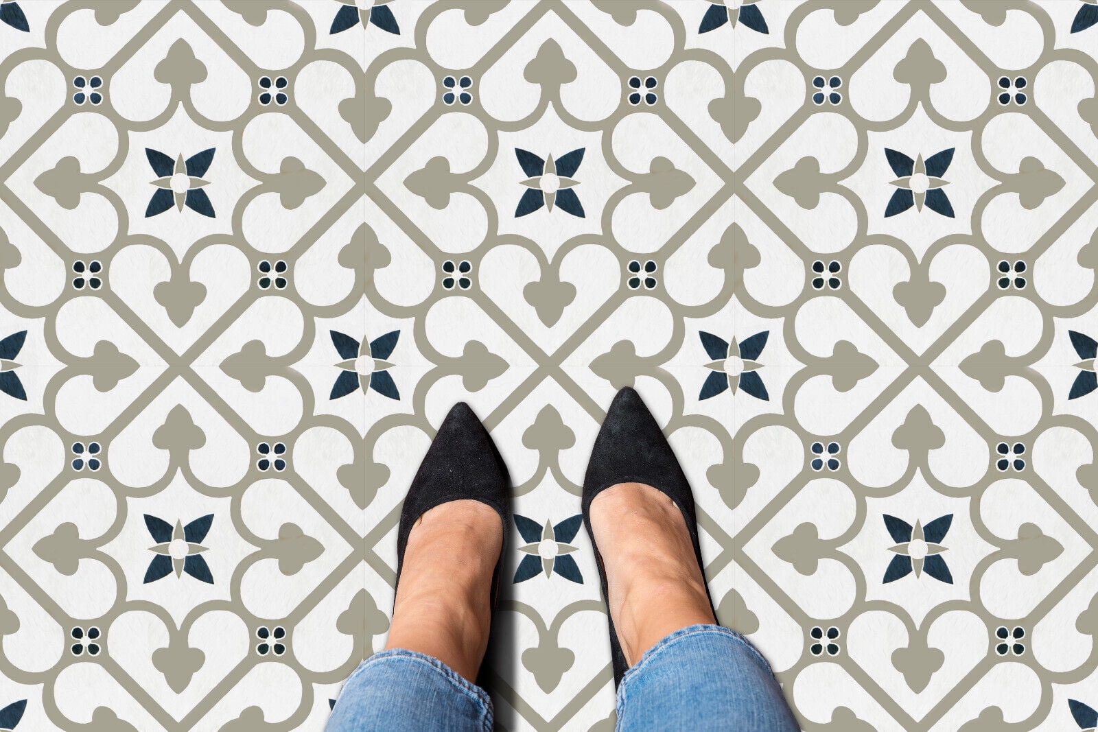 Multi Clover 12”x12” Peel ‘N’ Stick Self Adhesive Vinyl Floor Tiles for Bathroom