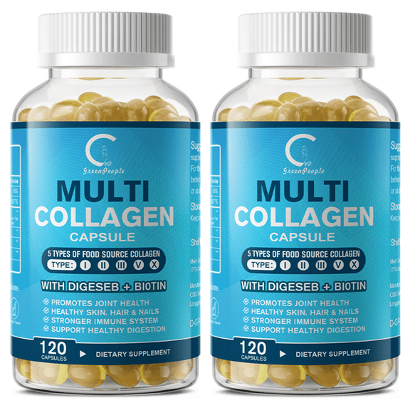 Multi-Collagen Capsules 5000mg for Joints Hair Skin and Nails Healthy, 240 Capsules