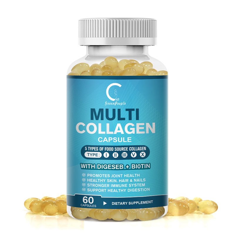 Multi Collagen Capsules - Hyaluronic Acid with Biotin & Vitamin C for Hair, Skin, Nails - 60 Capsules