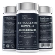 Multi Collagen Complex 5 Types Types I, II, III, V & X | Collagen Peptides for Enhanced Absorption | Supports Skin, Hair, Nails & Joints | Marine & Bovine Collagen 90 Capsules
